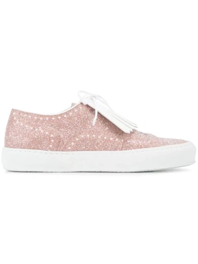 Shop Robert Clergerie Tolka Glitter Fringed Sneakers In Pink