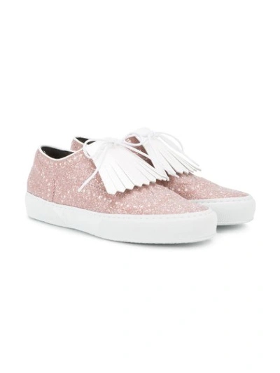 Shop Robert Clergerie Tolka Glitter Fringed Sneakers In Pink