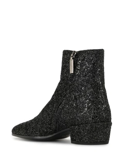Shop Saint Laurent Glitter Ankle Boots In Black