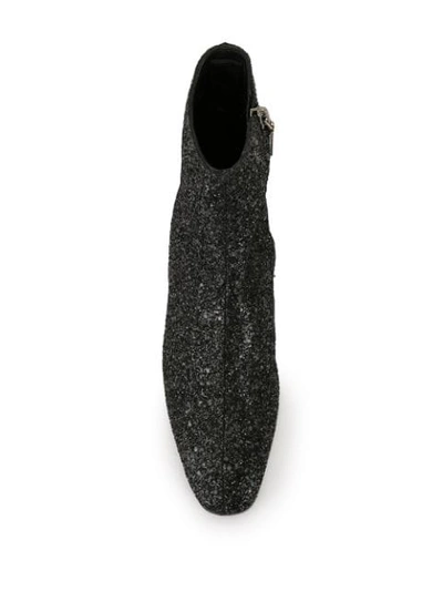 Shop Saint Laurent Glitter Ankle Boots In Black