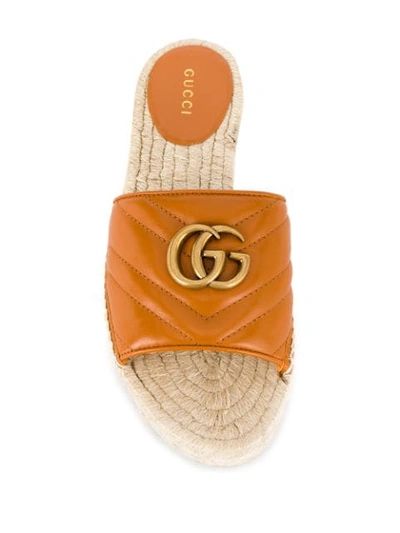 Shop Gucci Gg Logo Espadrille Style Sandals In Brown
