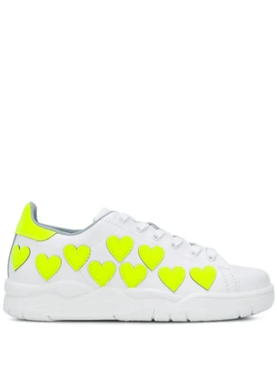 Shop Chiara Ferragni Neon Hearts Sneakers In White