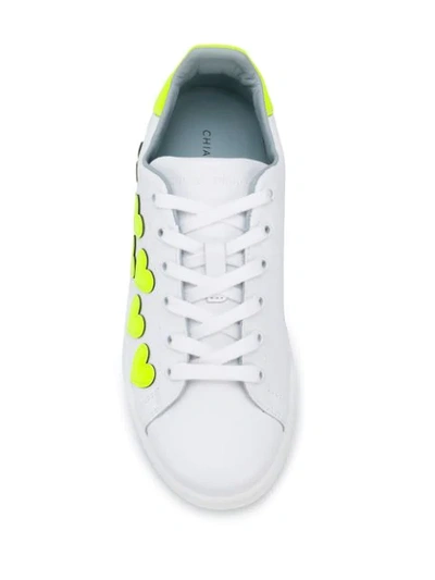 Shop Chiara Ferragni Neon Hearts Sneakers In White