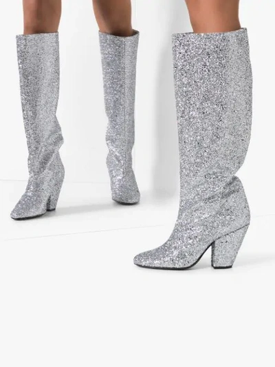 Shop Simon Miller Glitter-effect 100mm Boots In Silver