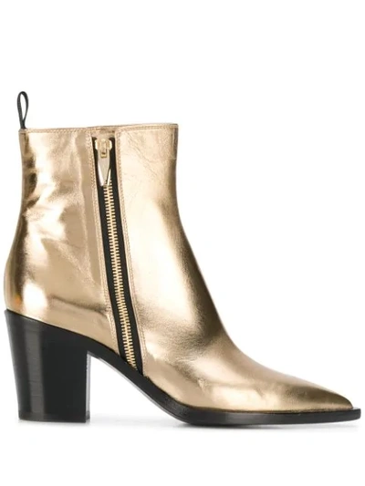 Shop Gianvito Rossi Metallic Ankle Boots In Gold