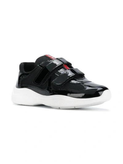 Shop Prada Logo Touch-strap Sneakers - Black