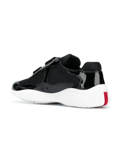 Shop Prada Logo Touch-strap Sneakers - Black