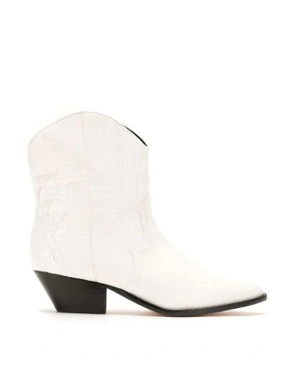 Shop Schutz Leather Ankle Cowboy Boots In White