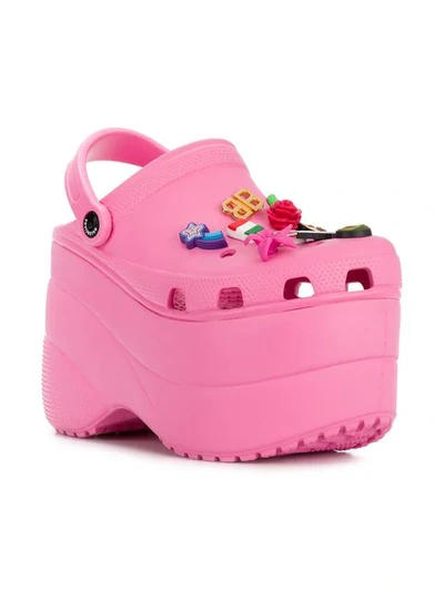Balenciaga Pink Rubber Crocs Embellished Platform Slingback Sandals Size 35  Balenciaga