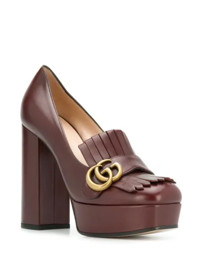 GUCCI FRINGE PLATFORM PUMPS - 棕色