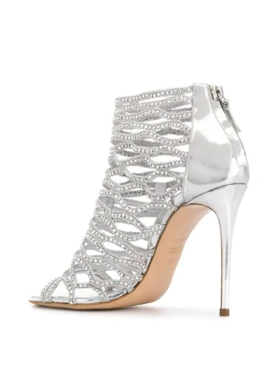 Shop Casadei Gladiator Peep Toe Sandals In Silver