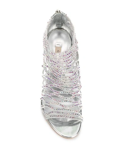 Shop Casadei Gladiator Peep Toe Sandals In Silver
