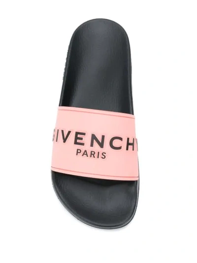 Shop Givenchy Logo Slides In 696 Black Pink