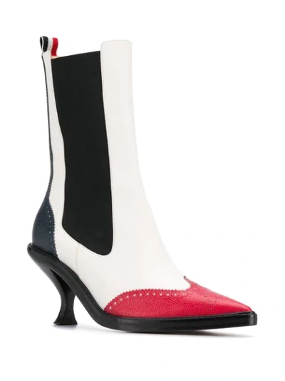 Shop Thom Browne Brogue Wingtip Chelsea Boots In White