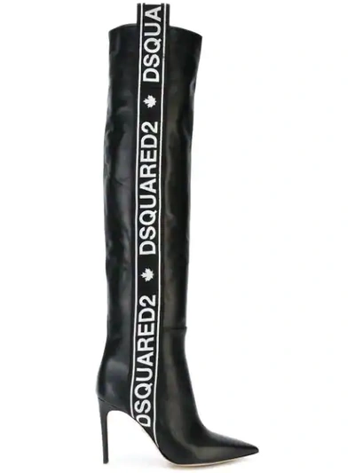 Shop Dsquared2 Logo Stripe Boots In Black