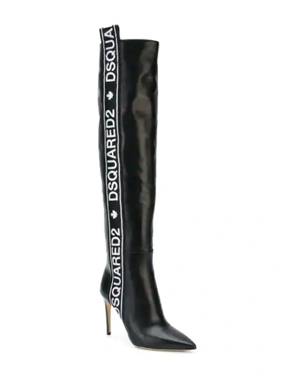 Shop Dsquared2 Logo Stripe Boots In Black