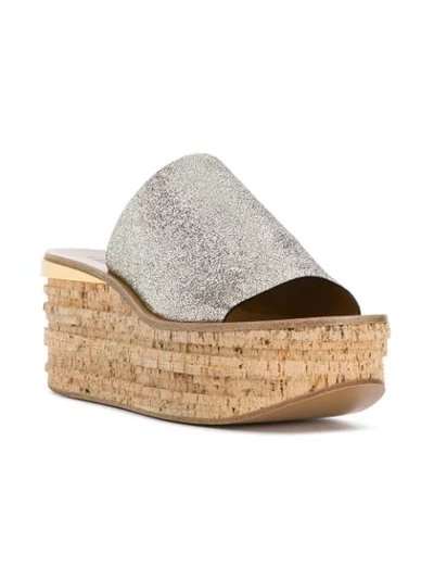 Shop Chloé Camille Wedge Mules - Metallic