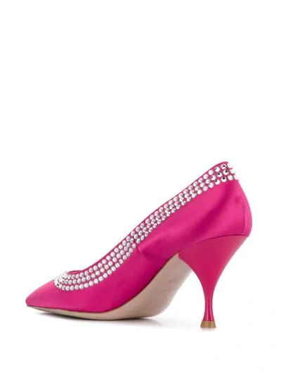 Shop Miu Miu Embellished Heeled Pumps In F0029 Fuchsia