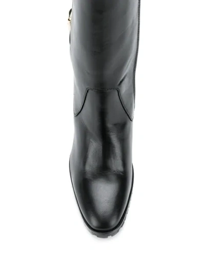 Tommy Hilfiger Tricolour-stripe Buckled Boots In Black