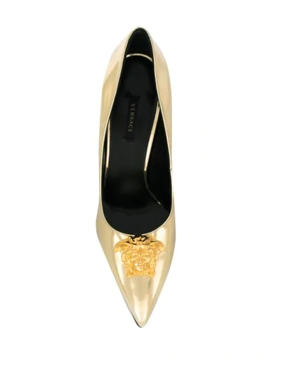 Shop Versace 'medusa Palazzo Tribute' Pumps In D91oh Gold