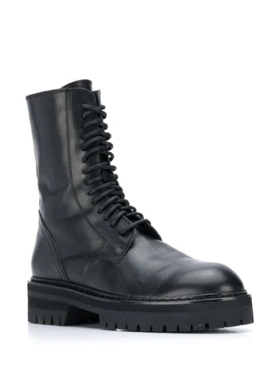 Shop Ann Demeulemeester Side Zip Combat Boots In Black