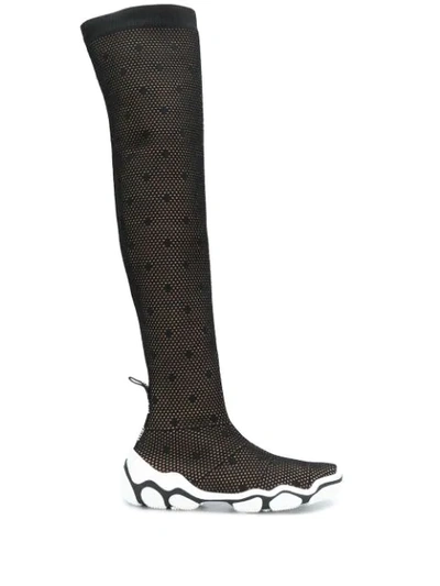 POLKA DOT MESH THIGH-HIGH BOOTS