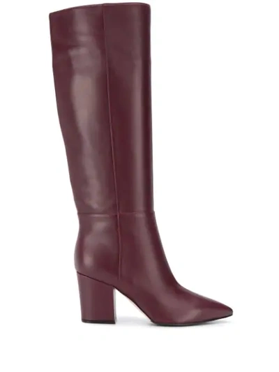 Shop Sergio Rossi Knee-length Pointed Toe Boots In Red