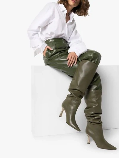 Shop Wandler Lina 95mm Knee Boots In Green