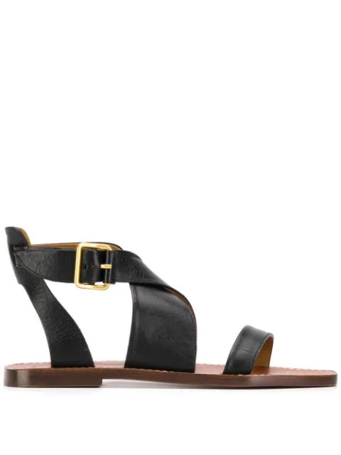 chloé virginia leather flat sandals