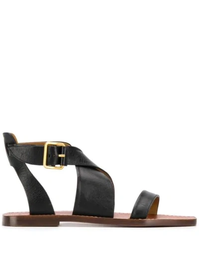 Shop Chloé Virginia Flat Sandals In Black