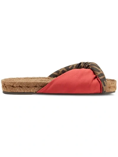 Shop Fendi Twist Detail Slides In Red