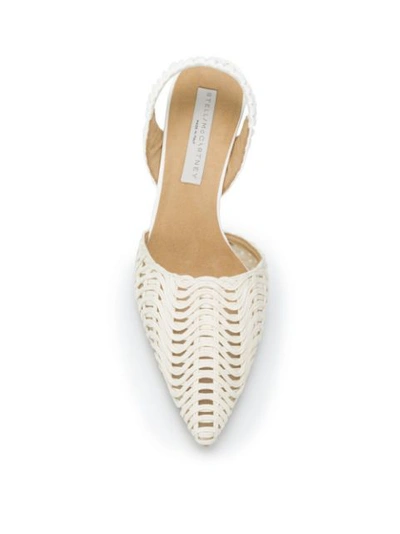 Shop Stella Mccartney Woven Slingback Wedges In White