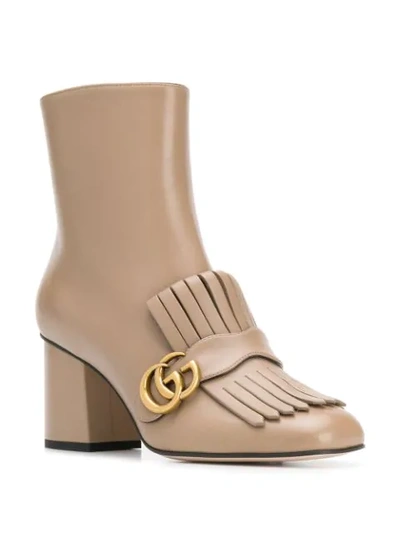 Shop Gucci Marmont 75 Boots In Neutrals