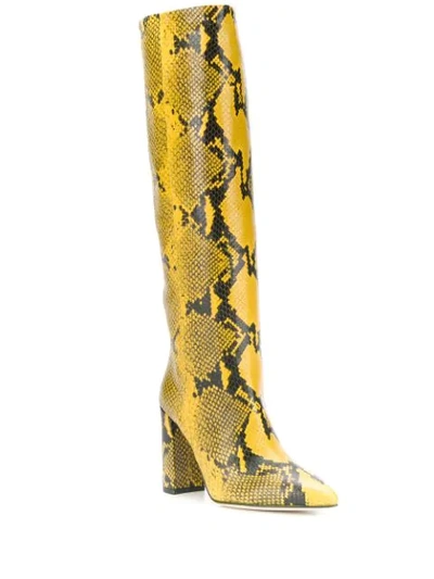 Shop Paris Texas Python Knee-high Boots In Yellow