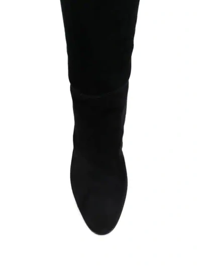 Shop Valentino Garavani Suede Knee-high 85 Boots In 0no Nero