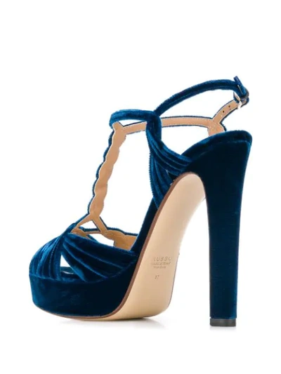 Shop Francesco Russo Braided Velvet Sandals In Blue