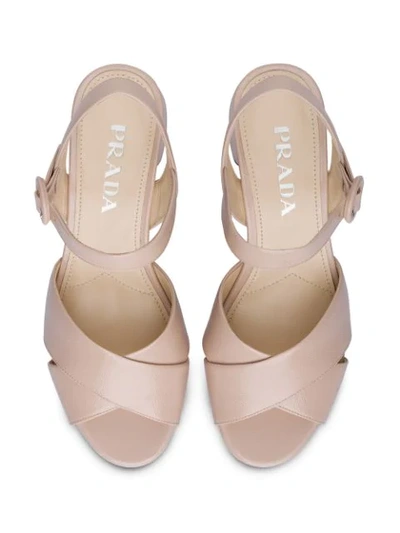 Shop Prada Crossover Strappy Sandals In Pink