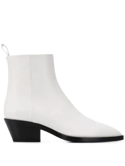Shop Jil Sander Side Zip Ankle Boots In White