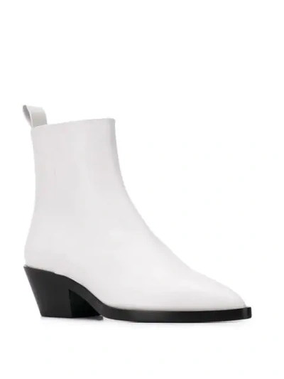 Shop Jil Sander Side Zip Ankle Boots In White