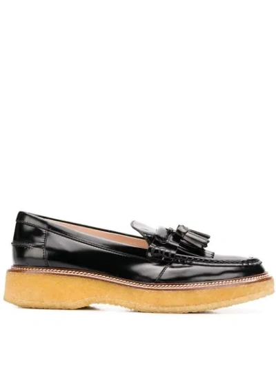 Shop Tod's Tassel Detail Loafers In Black