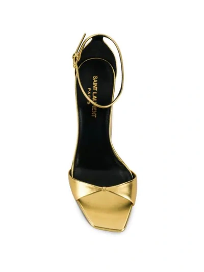 Shop Saint Laurent Amber Wedge Sandals In Gold