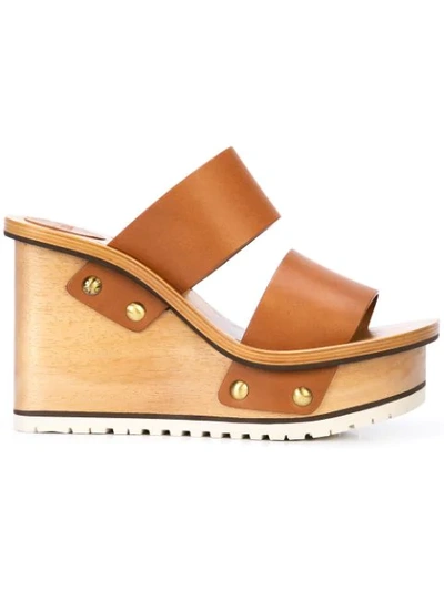 Shop Chloé Wedge Sandals In Brown