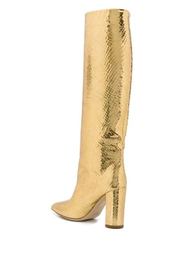 Shop Paris Texas Snakeskin Effect Boots In Gold