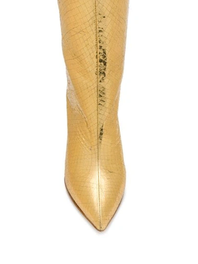 Shop Paris Texas Snakeskin Effect Boots In Gold