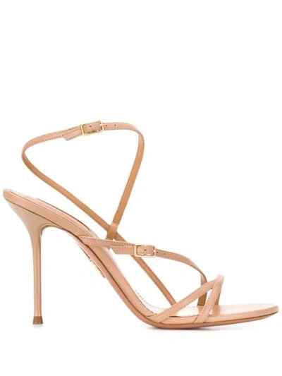 Shop Aquazzura Carolyne 95mm Sandals In Neutrals