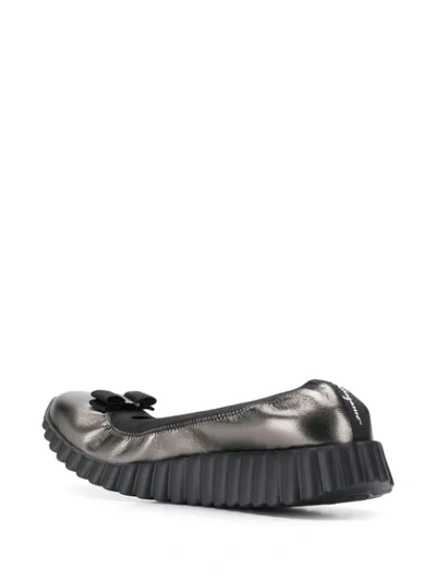 Shop Ferragamo Vara Bow Slip-on Sneakers In Grey