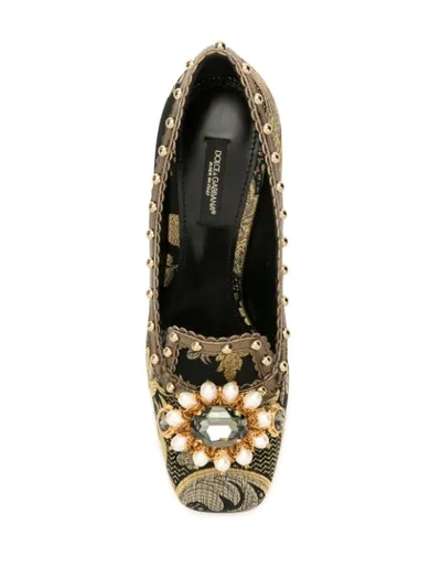 Shop Dolce & Gabbana Jackie Leaf Brocade Pumps In Black