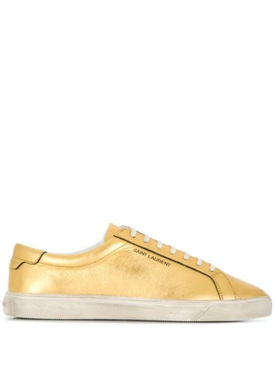 Shop Saint Laurent Andy Low-top Sneakers In Gold