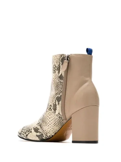 Blue Bird Shoes Snakeskin Effect Duo Boots In Neutrals