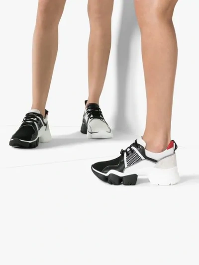 Shop Givenchy Black And White Jaw Neoprene And Leather Sneakers In Black/white